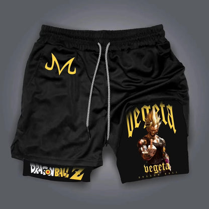 2026 Summer Dragon Ball Z Majin Buu 2-in-1 Double Layer Gym Shorts, Oversized Men's Fitness Retro Streetwear Unisex Athletic Y2k