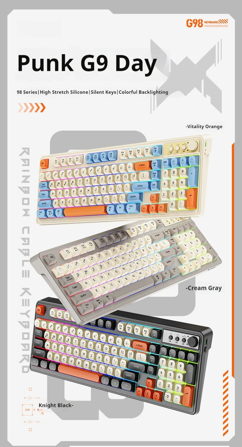 EWEADN G98 Gaming Office Keyboard, film with rainbow Backlit USB Wired Computer External Quiet, Digital area,Digh appearance