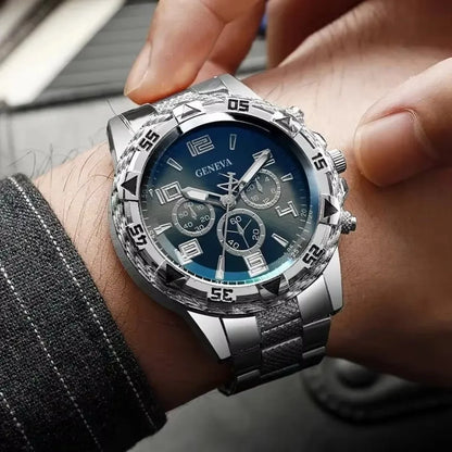 High Quality Stainless Steel Watchband Men Wristwatch Luxury Casual Quartz Watch Large Dial Business Watch
