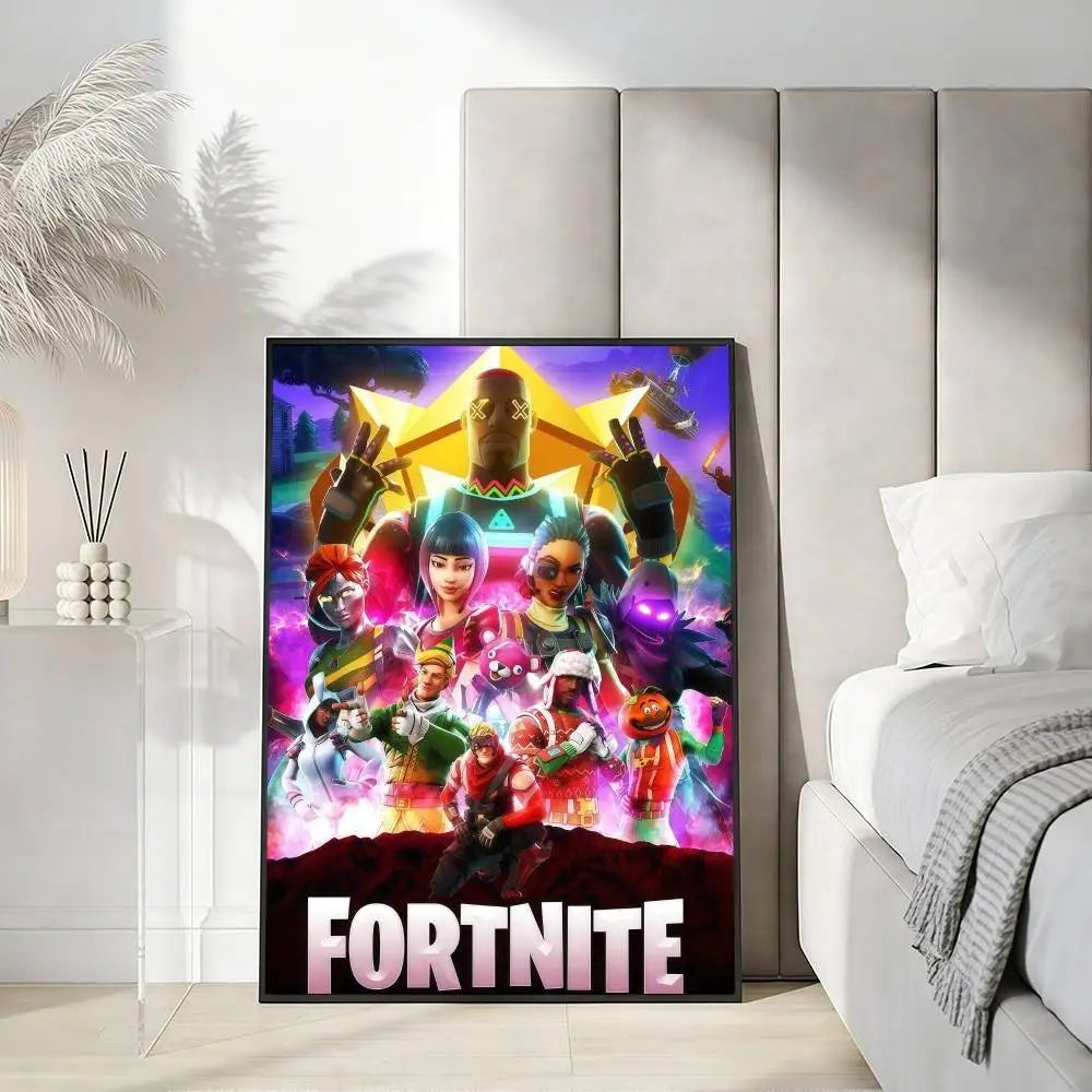 F-FORTNITES-ES Online Game Poster Stickers Art Print Retro Vintage Wall Decor HD Living Room Home Office Gift Occasion