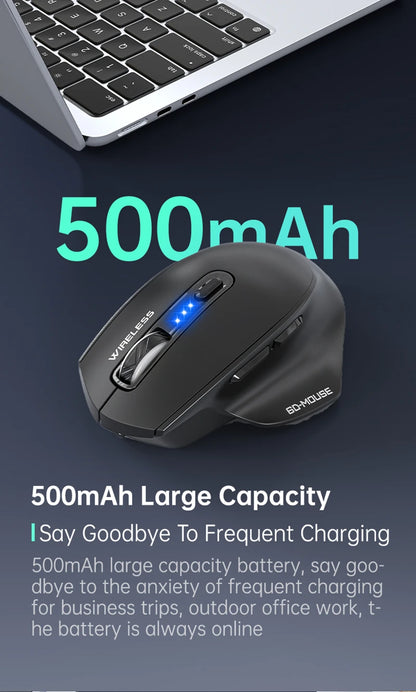 Wireless Tri-Mode Gaming Mouse 2.4G Dual Receiver Bluetooth With Battery Level Display Portable Universal Office Mouse