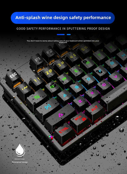 Gamer Mechanical keyboard 87 keys gaming 80% backlit key board ergonomic computer office wired mini pc numpad pink white black