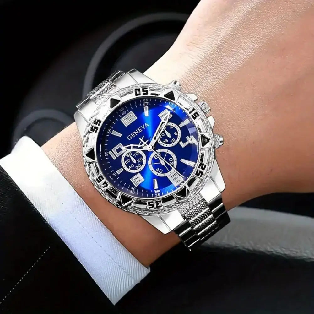 High Quality Stainless Steel Watchband Men Wristwatch Luxury Casual Quartz Watch Large Dial Business Watch
