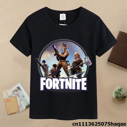 Summer Fortnite Children T-shirt Cartoon Game Figure Printed T-shirt Boys Casual Sports T-shirt Short Sleeves Kids Clothing