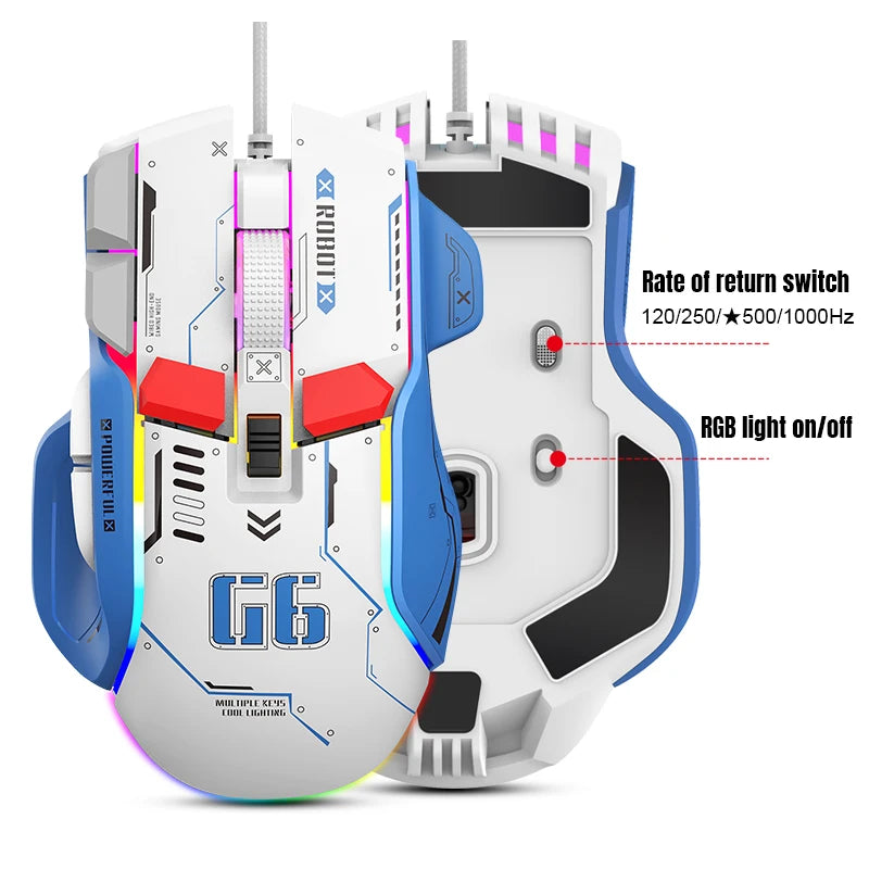 High-end Programmable Gaming Mouse Wired 12800dpi 12 keys RGB Game Mice for Windows IOS  Home Office Laptop PC
