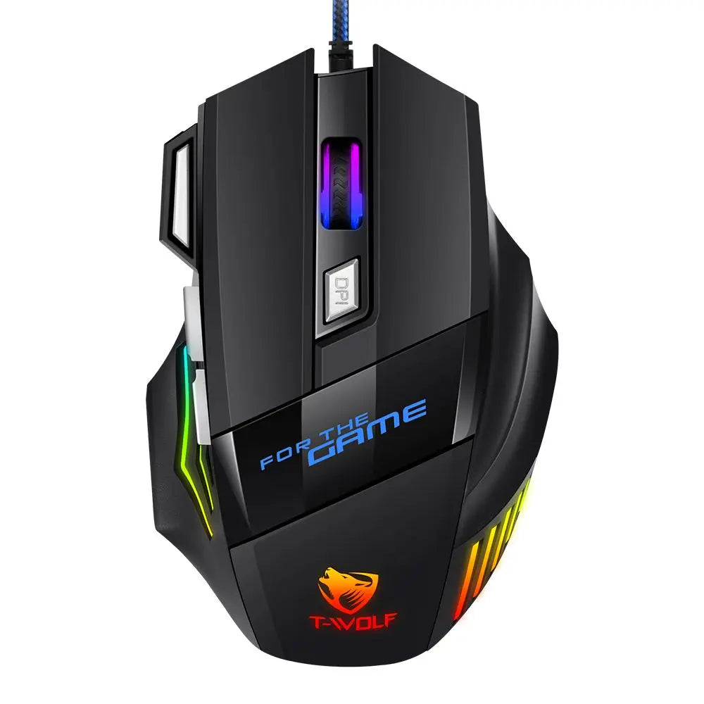 T-WOLF Wired Gaming Mouse 7-Button RGB Backlit Ergonomic Mechanical Mouse for PC Gamer