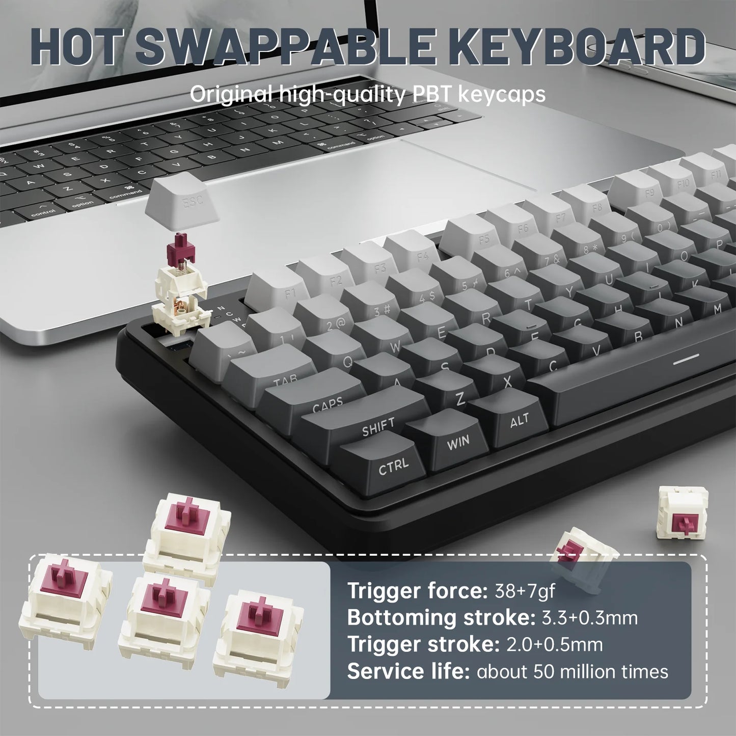 ATTACK SHARK X98PRO Tri-mode Gasket Mechanical Keyboard with TFT Screen & Knob, 99Keys Layout, 5-Layer Foams, Hot-Swap, RGB