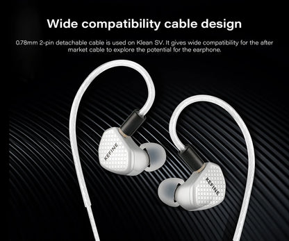 Angelears Kefine Klean SV 10mm DLC Diaphragm Dynamic Driver IEMs Hi-Fi In-ear Earphone with Nozzles and SPC Cable