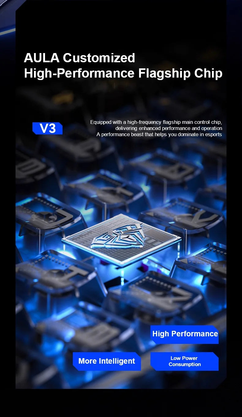 AULA F98Pro V3 Mechanical Keyboard 3-mode Wireless Bluetooth Hot-swap E-sports Customized Transparent Keycaps RGB Game Keyboards