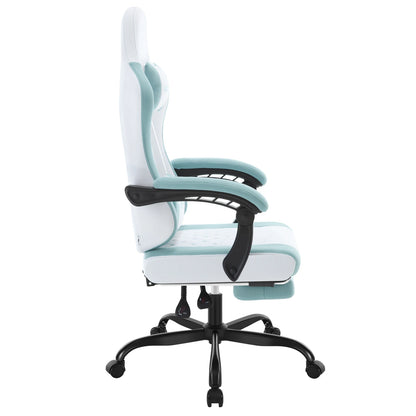 WOLTU Massage Gaming Chair Ergonomic Swivel Computer Chair with Pillow & Footrest Adjustable Headrest Lumbar Support Gamer Chair