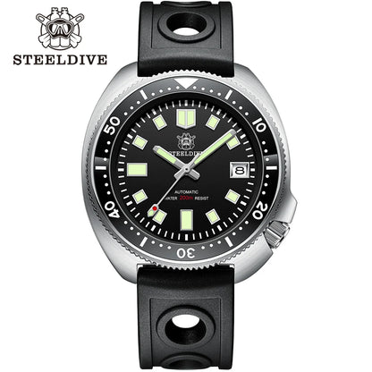 SD1970 Steeldive Brand Sunray Dial Milled Clasp Bracelet 44mm Case 200M Waterproof NH35 Turtle Men Dive Watch with Ceramic Bezel