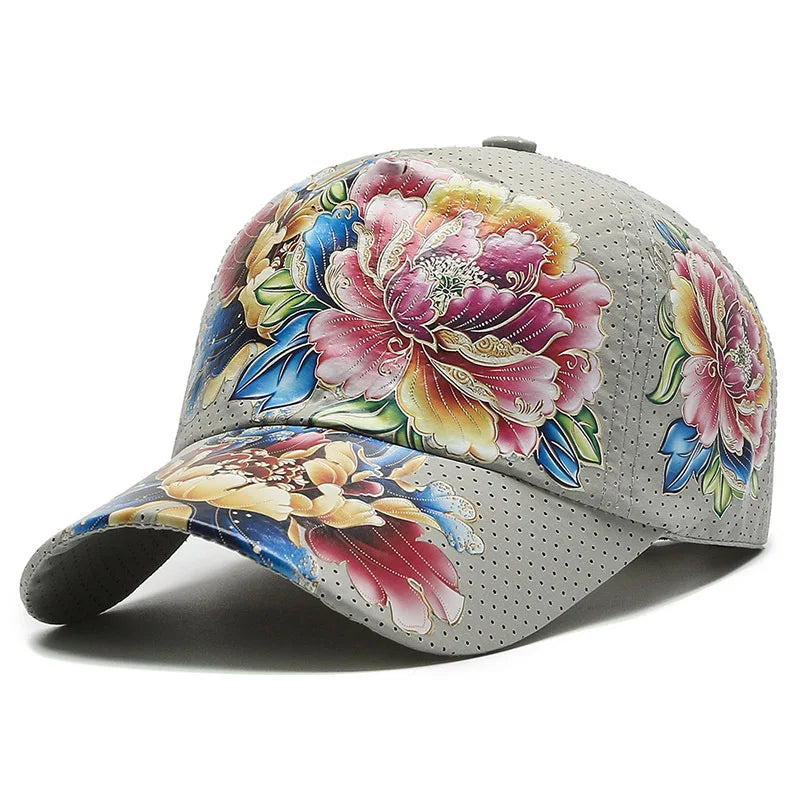 Casquette de baseball printemps/été à séchage rapide pour homme et femme, pour les activités de plein air, la plage et le camping, chapeau de soleil imprimé de fleurs de style chinois B149