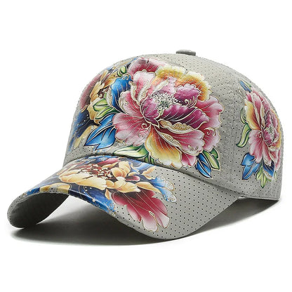 Casquette de baseball printemps/été à séchage rapide pour homme et femme, pour les activités de plein air, la plage et le camping, chapeau de soleil imprimé de fleurs de style chinois B149