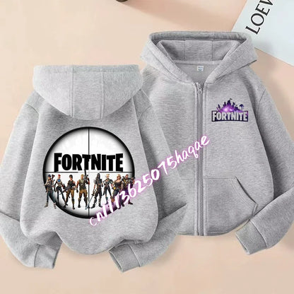 Nová detská mikina Fortnite so zipsom, kreslený anime štýl, ležérna a priedušná mikina s kapucňou pre chlapcov, kabát/bunda, jar 2026, detské oblečenie
