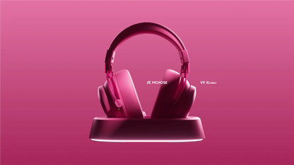 Auscultadores Gaming Sem Fios MCHOSE V9 Turbo 7.1 Surround Sound RGB para Esports com Drivers de 60mm, Microfone com Cancelamento de Ruído e Base de Carregamento