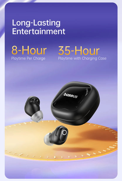 Baseus Bass BD1 Wireless Earphones Bluetooth 5.4 Mini Bean Earbuds 38H Playtime IP55 Waterproof Sports Headphones