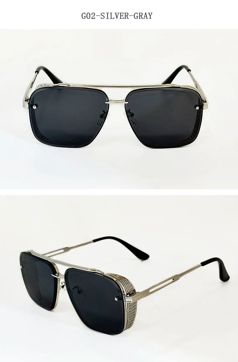 2025 Steampunk Sunglasses For Men Retro Square Punk Sunglasses Women Trendy Luxury Fashion Glasses Gafas De Sol Hombre Zonnebril