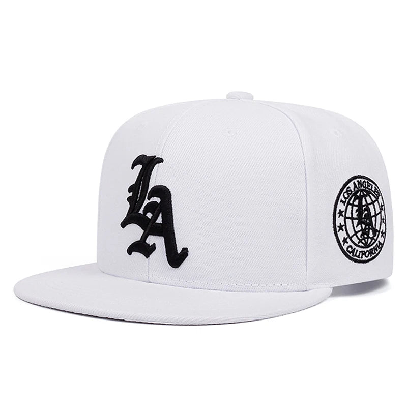 2026 New Fashion Hip Hop Hat LA Letter Side Earth Embroidered Flat Edge Hat Daily Casual Decoration Sunshade Baseball Hat Unisex