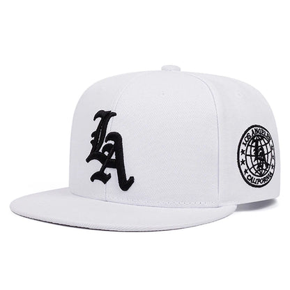 2026 New Fashion Hip Hop Hat LA Letter Side Earth Embroidered Flat Edge Hat Daily Casual Decoration Sunshade Baseball Hat Unisex