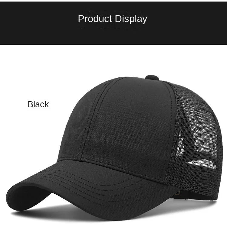 Unisex Quick Dry Big Head Mesh Baseball Cap Adjustable plus Size Summer Snapback Hat Comfortable Breathable 56-65cm