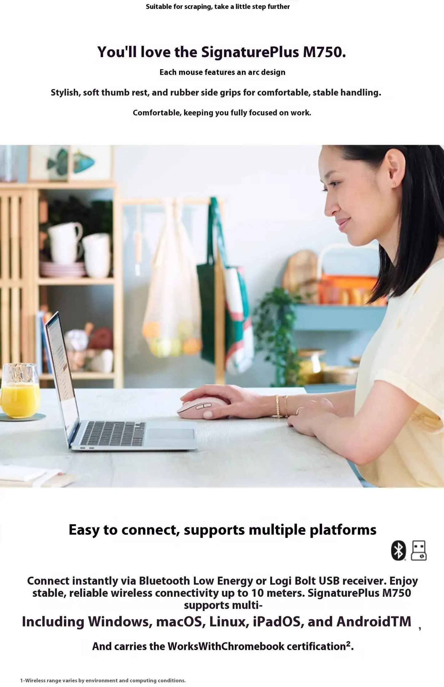 Official Flagship Logitech MX Anywhere 3S Wireless Mouse, Light Sound Bluetooth Laptop, Desktop Computer M750 Series