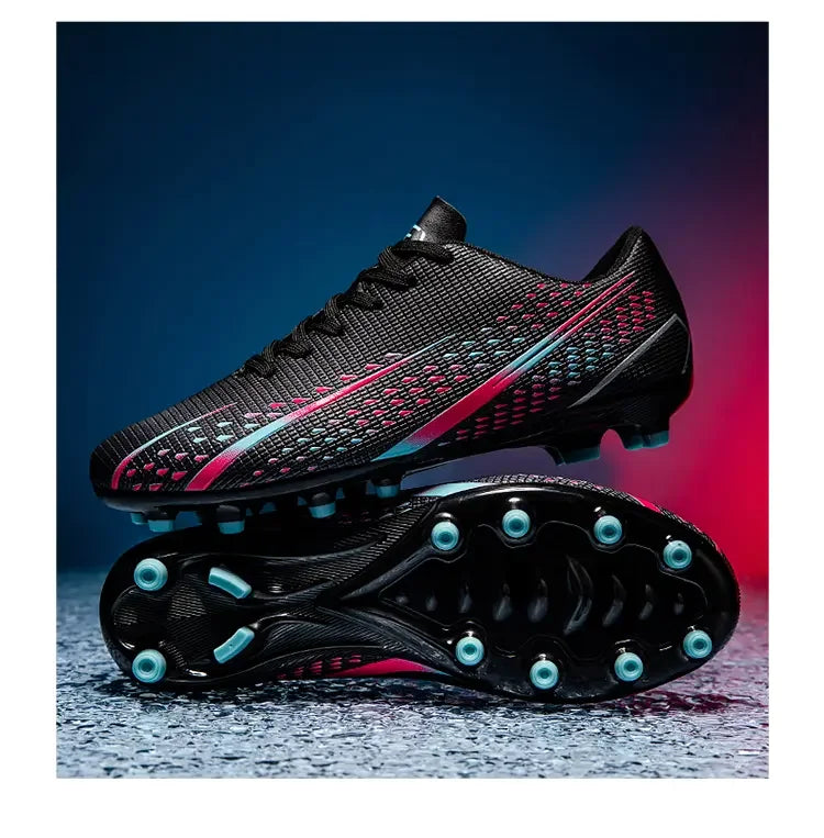 High Top Waterproof Football Boots Men Anti Slip Durable Spikes Design Breathable Lining Outdoor Grass Court Professional Soccer