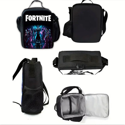 Hot Game Child School Backpack with Lunch Bags ,Design-F-FortniteS Pencil Bags ,School Bags for Boys Girls Best Gift