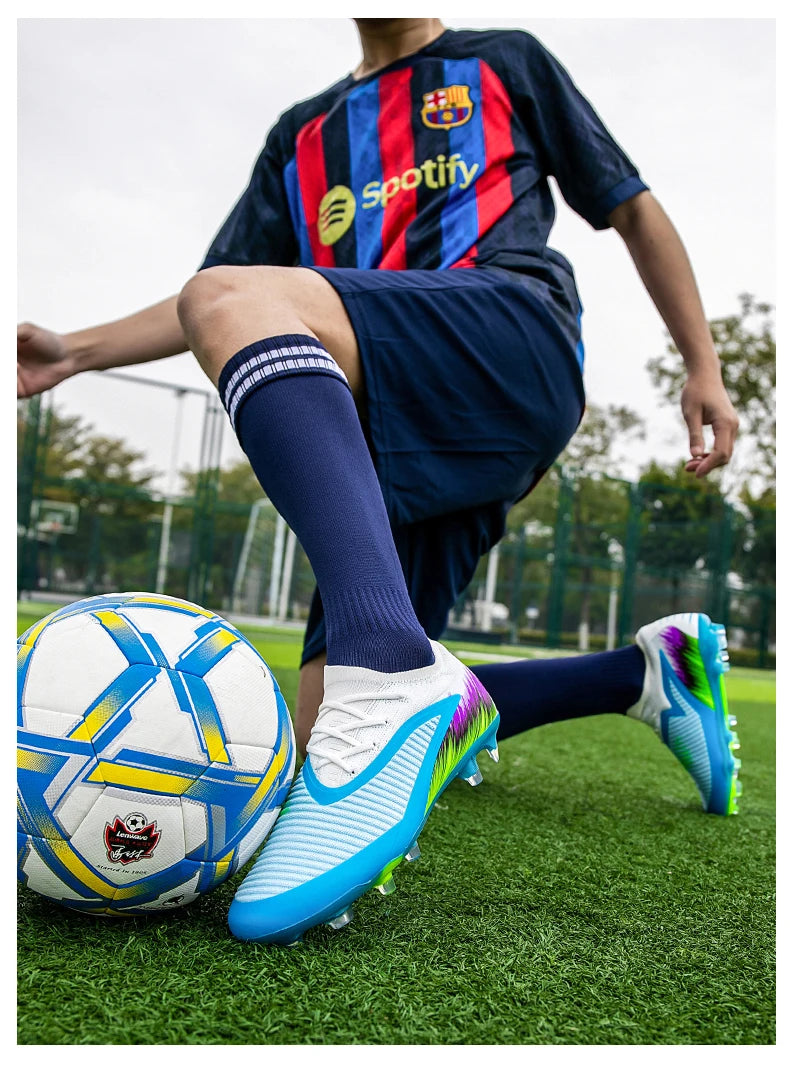 Nuove scarpe da calcio da uomo per partita e allenamento, tacchetti antiscivolo con tacchetti lunghi FG, ultraleggere da outdoor, sneaker, dropshipping