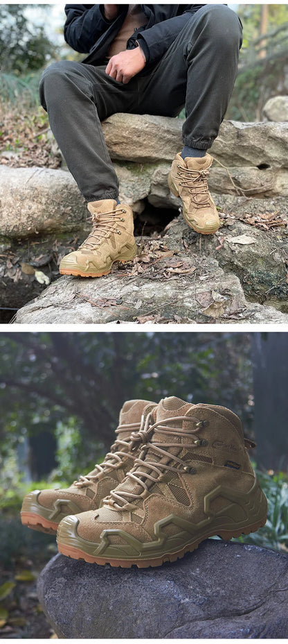 ROCKROOSTER Hiking shoes Men waterproof hunting Boots Tactical Desert Combat Boots trekking Ankle mountian cow Leather Sneakers