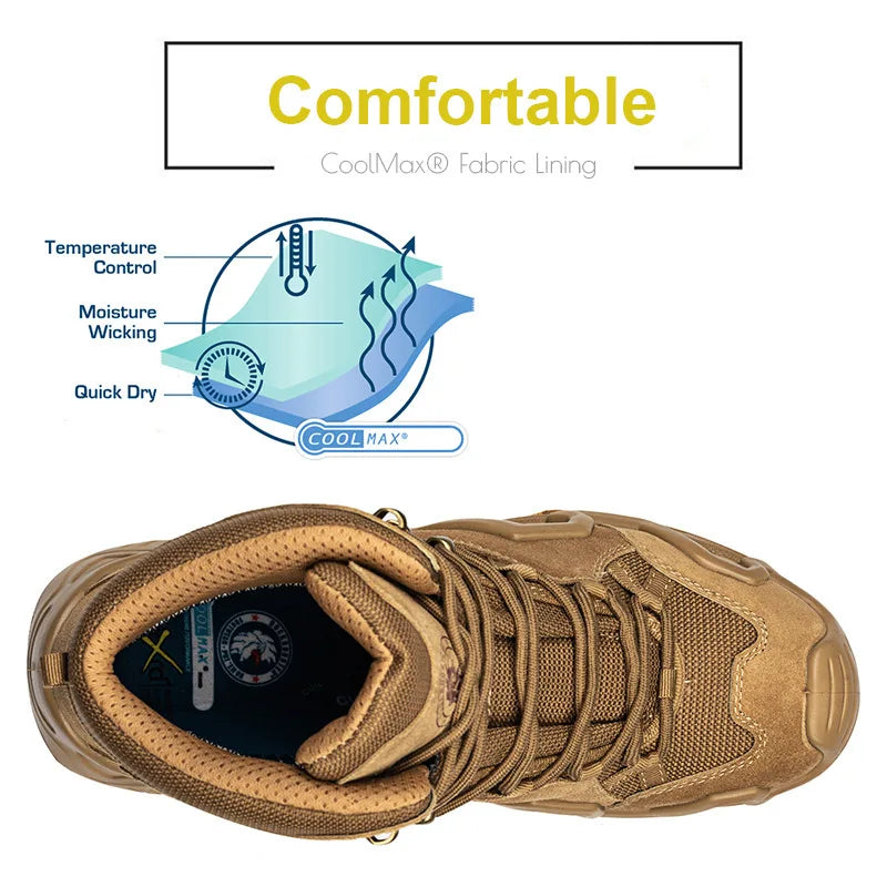 ROCKROOSTER Hiking shoes Men waterproof hunting Boots Tactical Desert Combat Boots trekking Ankle mountian cow Leather Sneakers