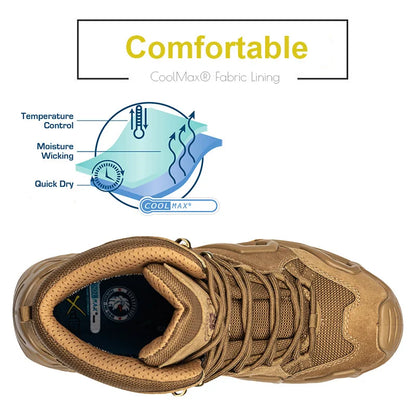 ROCKROOSTER Hiking shoes Men waterproof hunting Boots Tactical Desert Combat Boots trekking Ankle mountian cow Leather Sneakers