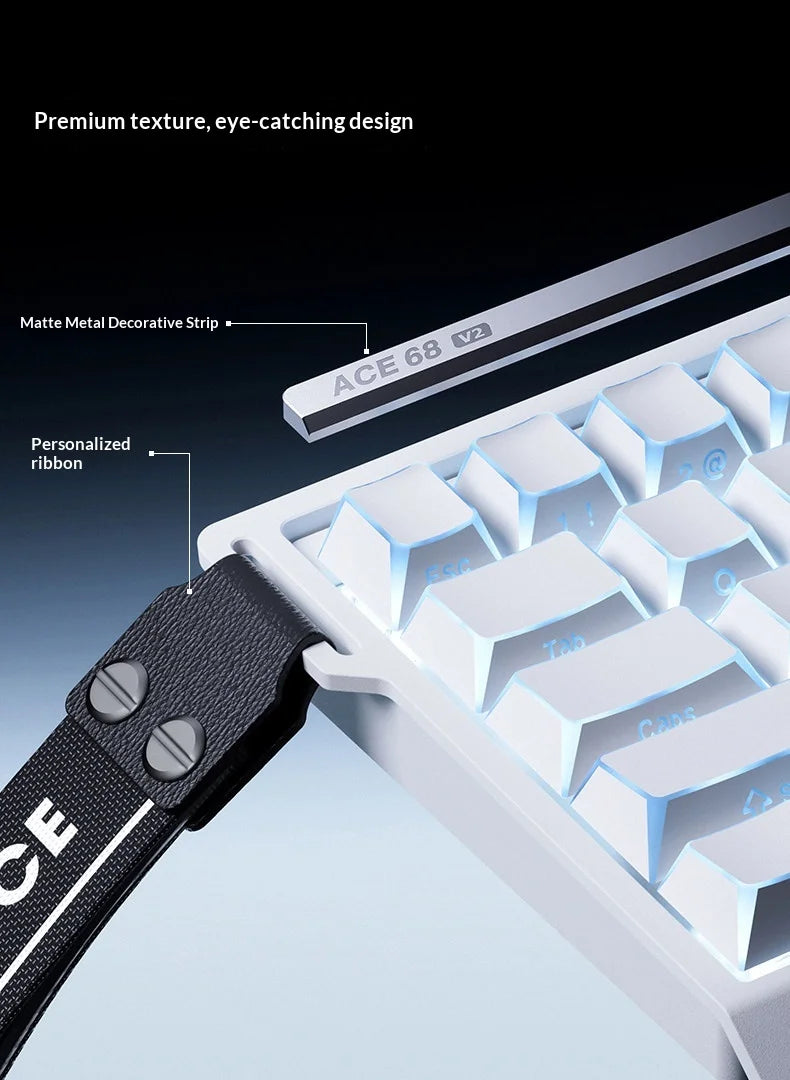 MCHOSE ACE68 V2 Gaming Keyboard Hall Effect 0.001MM RT 8kHz Polling Rate Hot Swappable Support 16K/128K/256K Scan Rate RGB DKS