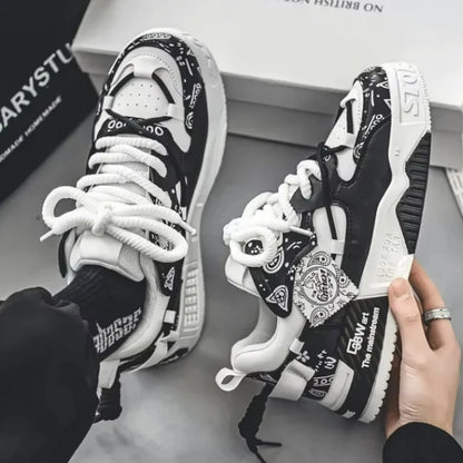Fashion Skate Shoes Men's Sneakers Breathable Running Shoes Outdoor Mesh Casual Shoes Men's Lace-Up Vulcanized Shoes Zapatillas