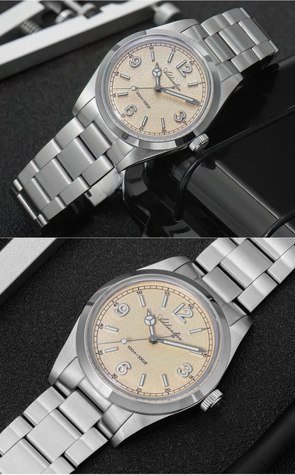 ADDIESDIVE 36mm Bestseller-Herrenuhr AD2518 mit gewölbtem Spiegelglas, 316L-Edelstahl, Herrenuhr, 100m wasserdichte Quarzuhr
