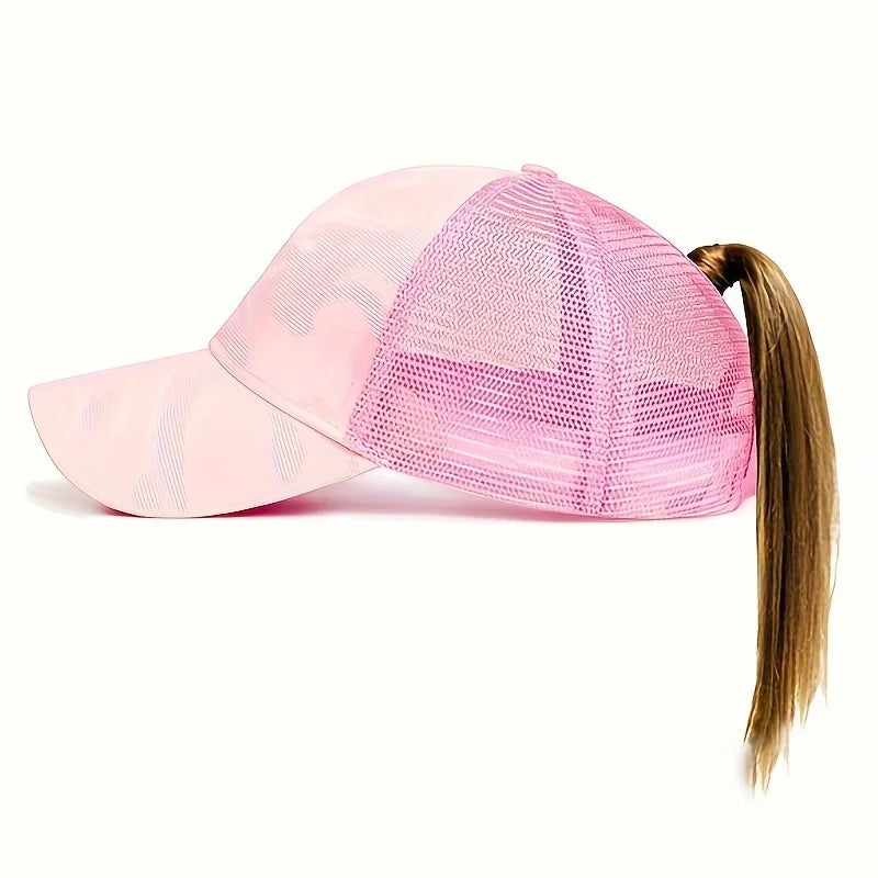 Baseballkasketter til kvinder med hestehale, forår/sommer, solhat i netstof, løbekasket med snapback, justerbar til kvinder og piger, udendørs kasketter med skygge