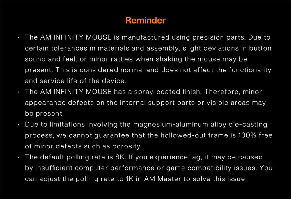 Angry Miao Infinity Gaming Wireless Mouse Hot-Swappable Metal Ultralight Hollow PAW3950 Dual 8K Wired Tri-Mode Orange
