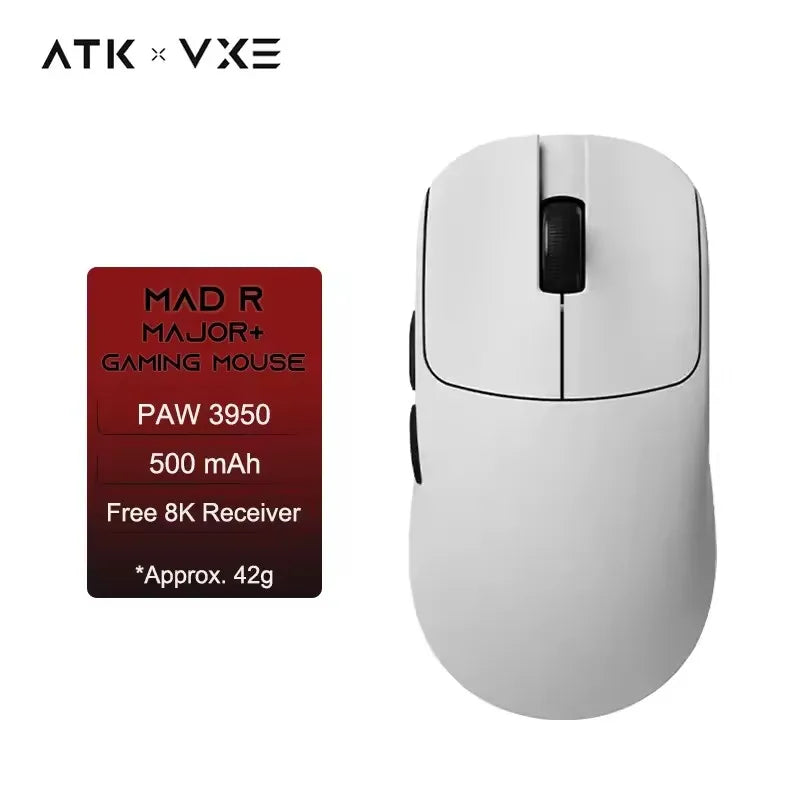 ATK VXE MAD R MAJOR Gaming Mouse 8K PAW3395/3950 Sensor Dual-Mode Wireless Mouse Nonporous Lightweight Ergonomic Mice
