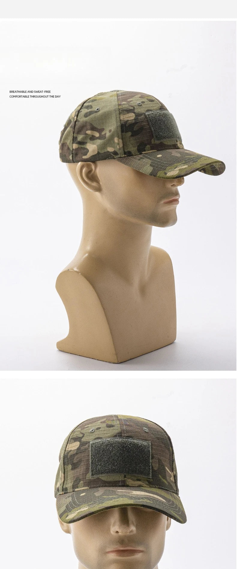 Spring Camo Baseball Cap - Tactical Military Snapback with Hook & Loop Patch Unisex Breathable Sun Hat Outdoor UV Protection