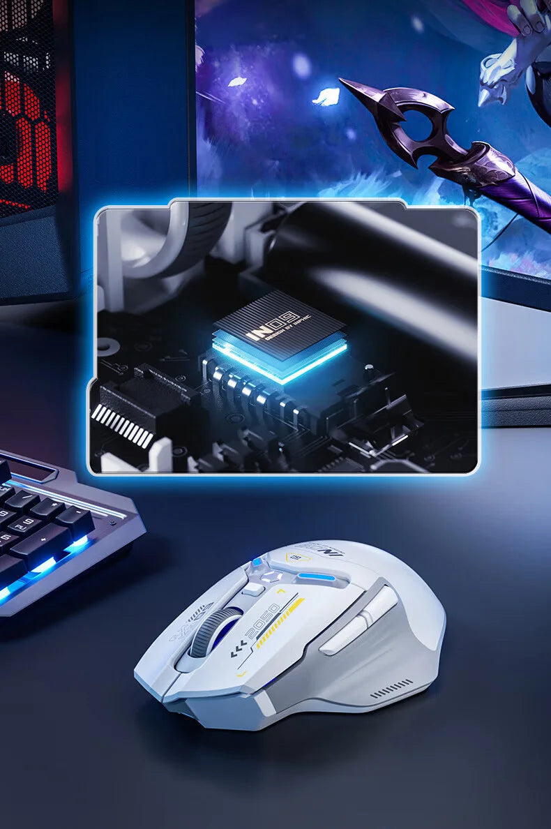INPHIC IN9 Upgraded Wireless Gaming Mouse High DPI Tri-mode 2.4G Bluetooth Type-C Wired RGB Light Macro Programmable Mice for PC