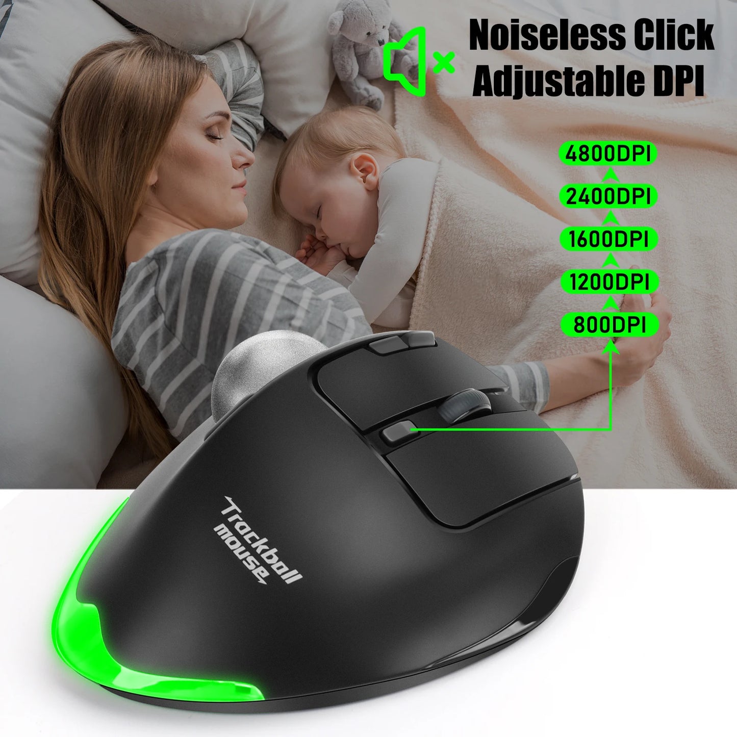 Lefon F33/F26C/F35B Trackball Mouse/Bluetooth Ergonomic Mouse 2.4G Wireless Rechargeable Rollerball Mice for PC Office Drawing