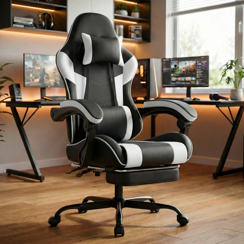 Gaming chairs, office chairs, desk chairs, and swivel chairs. Made with breathable fabric, equipped with 360° swivel casters and seats for easy movement, and featuring soft and comfortable cushions.