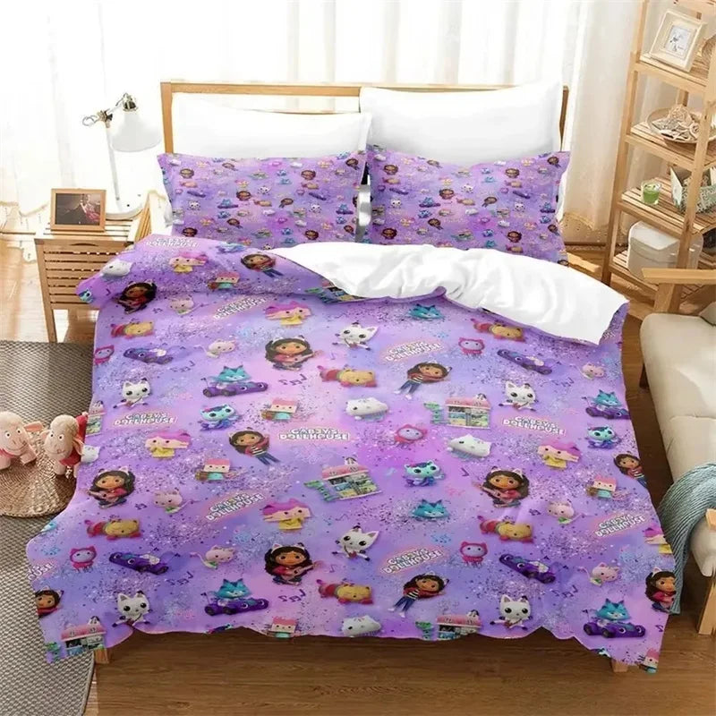 Gabby's Dollhouse 3D Printed Duvet Case Pillowcase Bedding Set Twin Full King for Kids Adults Bedroom