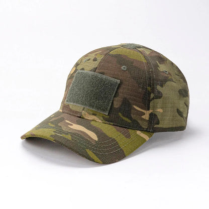 Spring Camo Baseball Cap - Tactical Military Snapback with Hook & Loop Patch Unisex Breathable Sun Hat Outdoor UV Protection