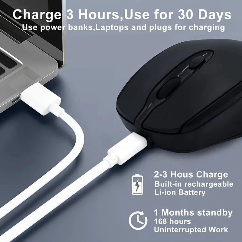 Bluetooth-Compatible Wireless Mouse 2.4G Rechargeable Wireless Computer Mouse USB Silent Gamer Mice for PC Laptop Macbook Tablet