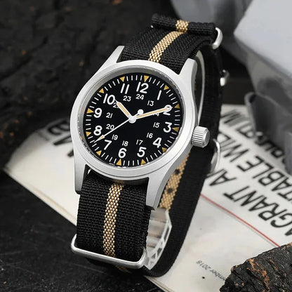 Militado ML05 38mm Military Watch Miyota 2035 Movement Domed Sapphire Crystal C3 Green Luminous 10Bar Waterproof Vintage Watches