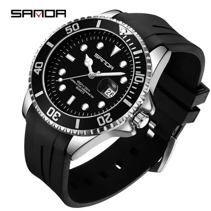SANDA 7018 Hot Sell Men Quatrz Watch Sport Mens Watches Top Brand Luxury Waterproof Silicone Quartz Clock Men Relogio Masculino