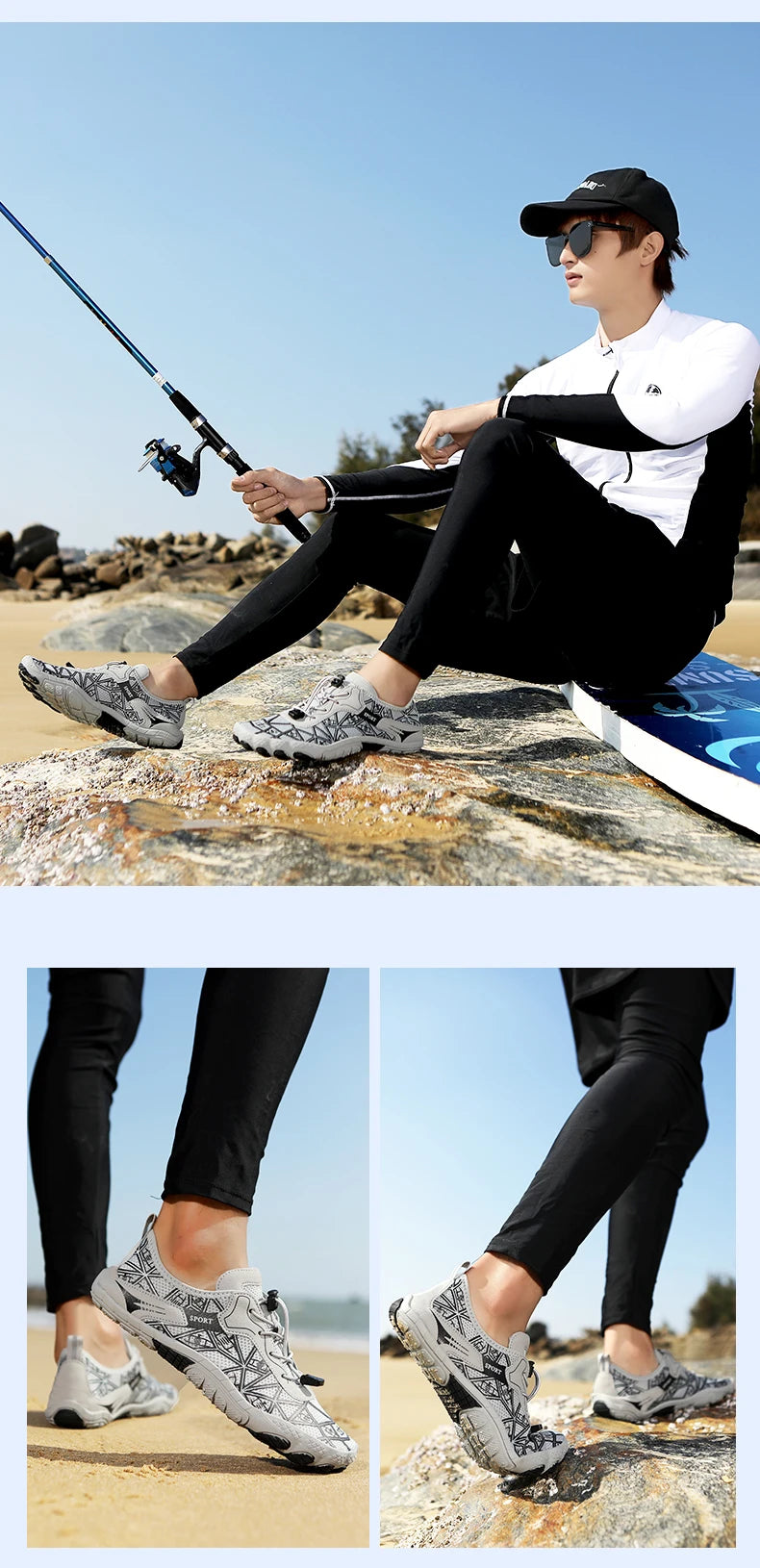 New Barefoot Wading Shoes Men and Women Mesh Quick-Drying Beach Shoes Outdoor Non-Slip Swimming Shoes Unisex Water Sports Shoes