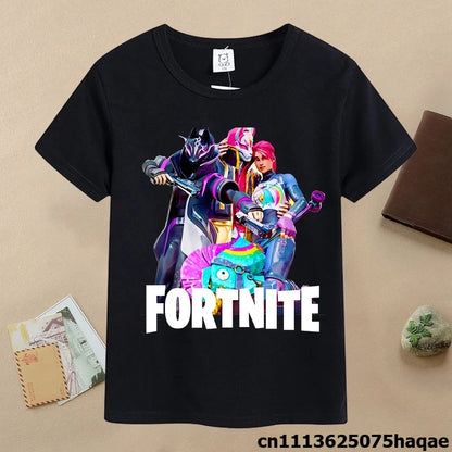 Summer Fortnite Children T-shirt Cartoon Game Figure Printed T-shirt Boys Casual Sports T-shirt Short Sleeves Kids Clothing