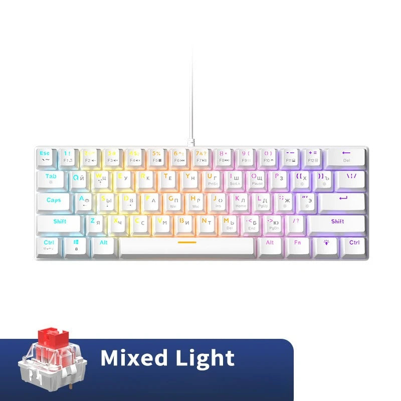 RGB Teclado mecanico branco 60% mechanical keyboard gaming white clavier gamer blanco tecla key board black pc keyboards