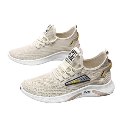 Hot Sale of the Season New Men's Running Shoes Breathable Lightweight Knitted Lace-Up Sports Sneakers Fashionable Korean Style